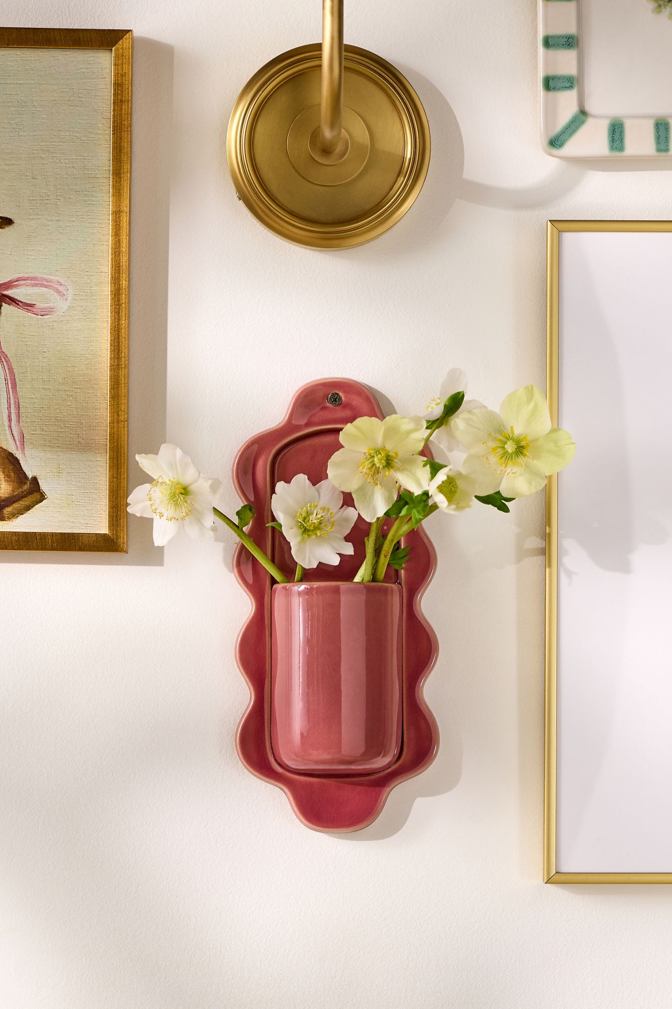 Stoneware Wiggle Wall Vase - Pink, Assorted