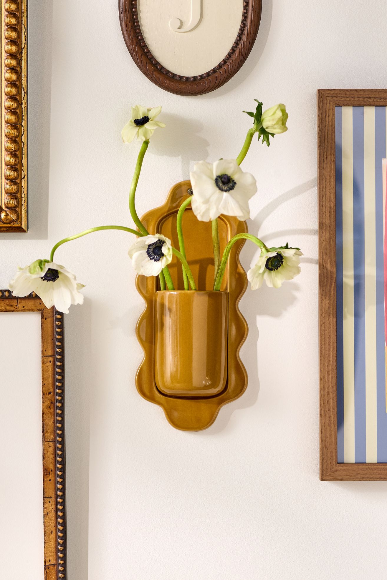 Stoneware Wiggle Wall Vase - Ochre, Assorted