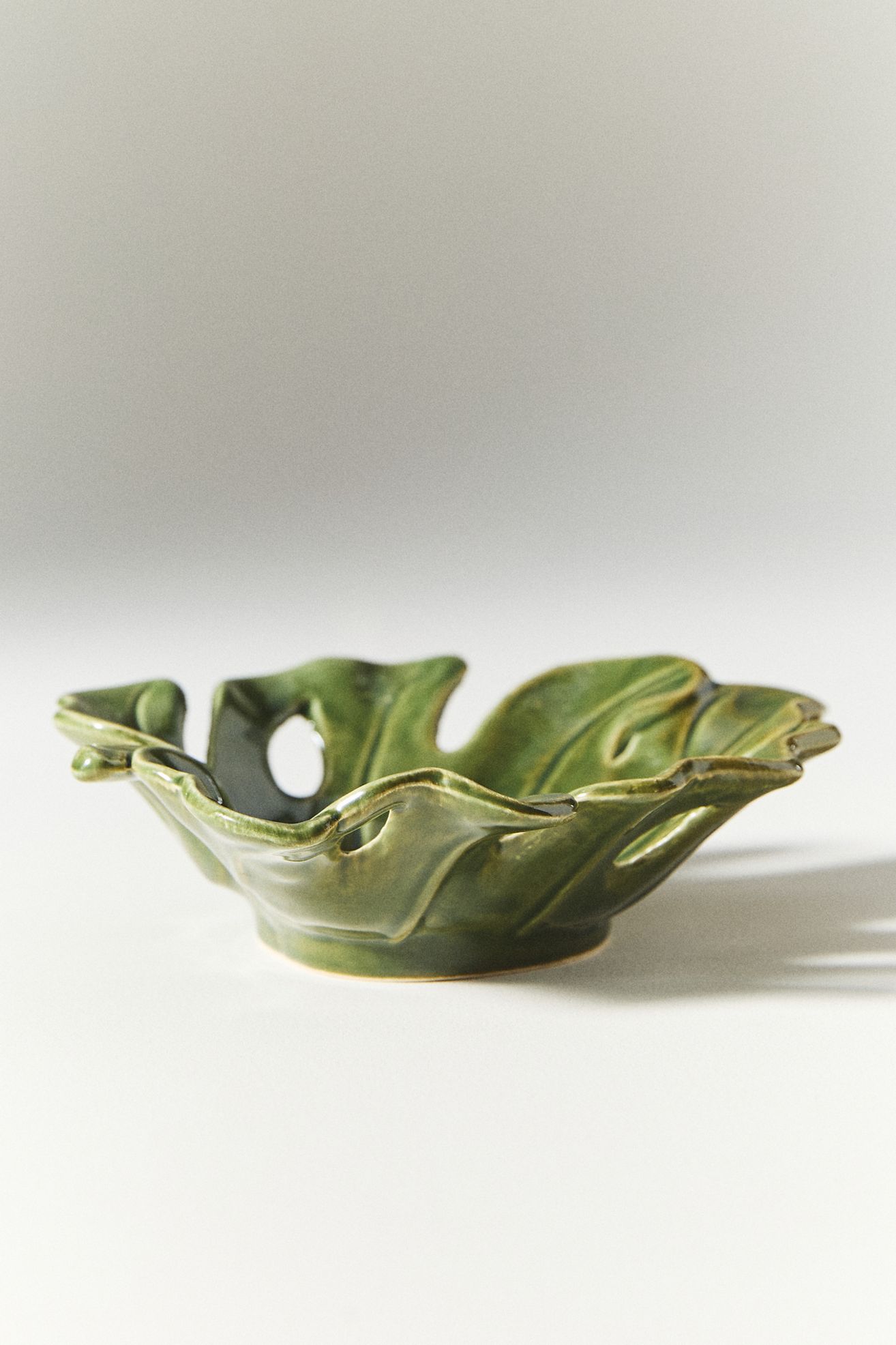 Monstera Stoneware Trinket - Green, One Size