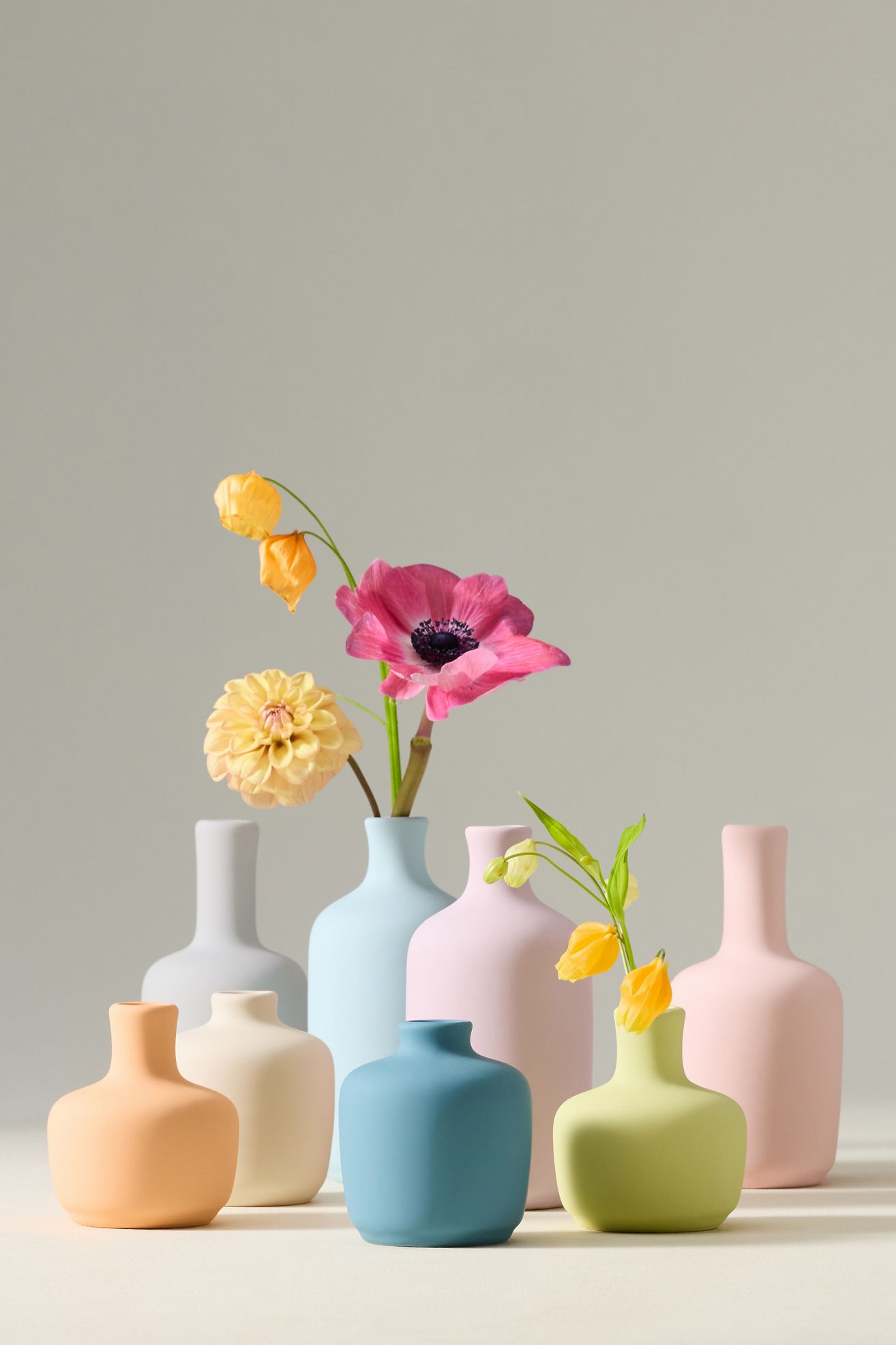 Stoneware Bud Vases, Set of 8 - Multi, Set of 8