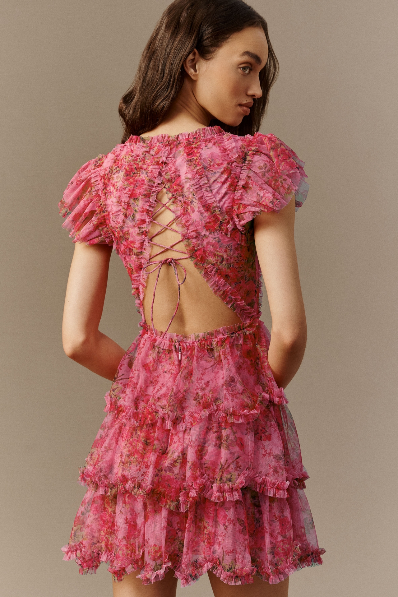 Mac Duggal High-Neck Mini Dress