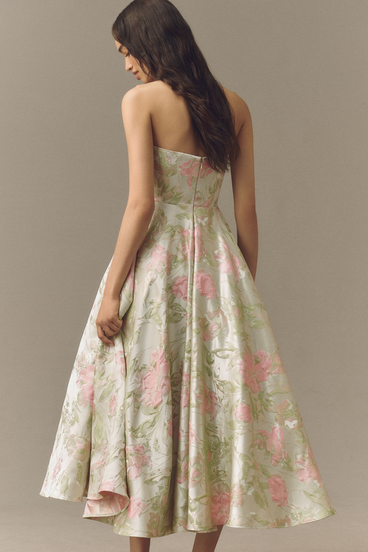 Mac Duggal Floral Strapless Dress