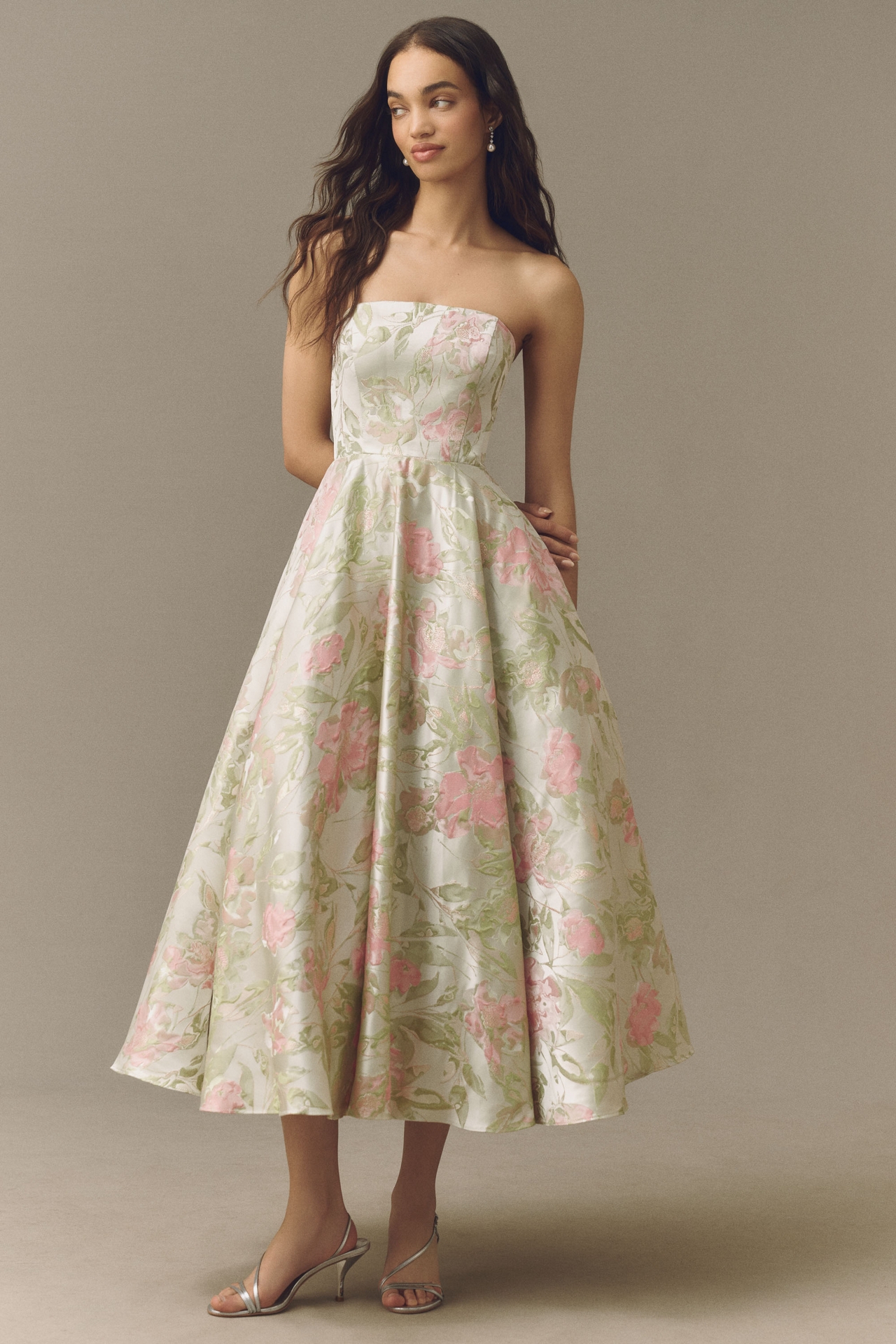 Mac Duggal Floral Strapless Dress