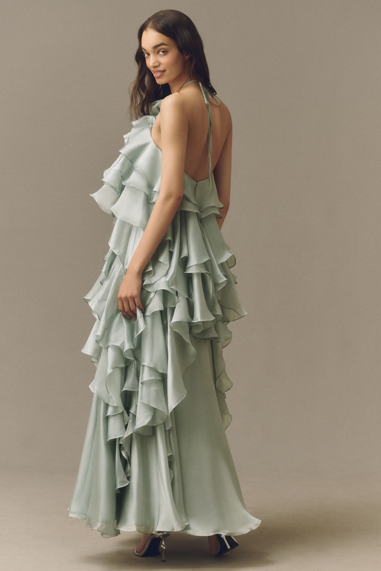 Mac Duggal Trapeze Halter Gown