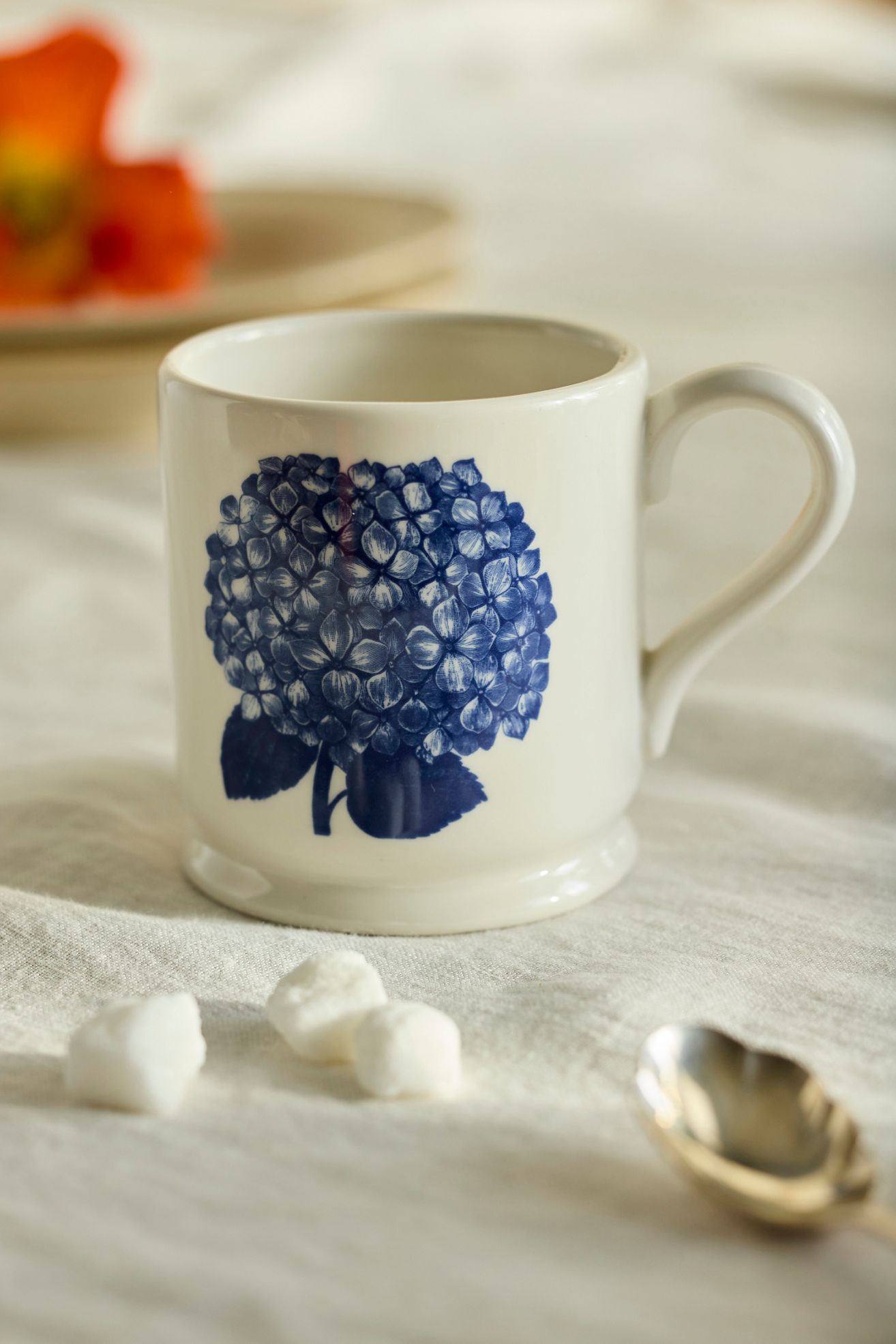 Blue Floral Stoneware Mug - Blue, One Size