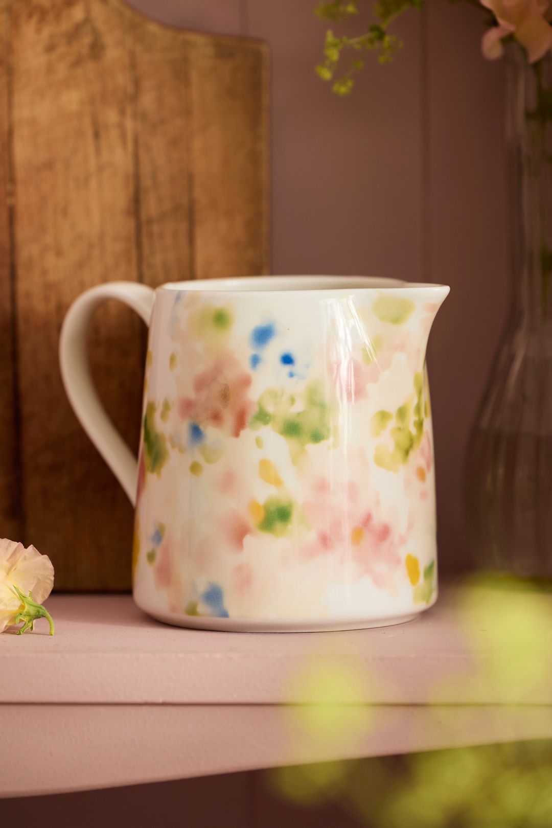 Watercolor Stoneware Measuring Jug - Pink, One Size