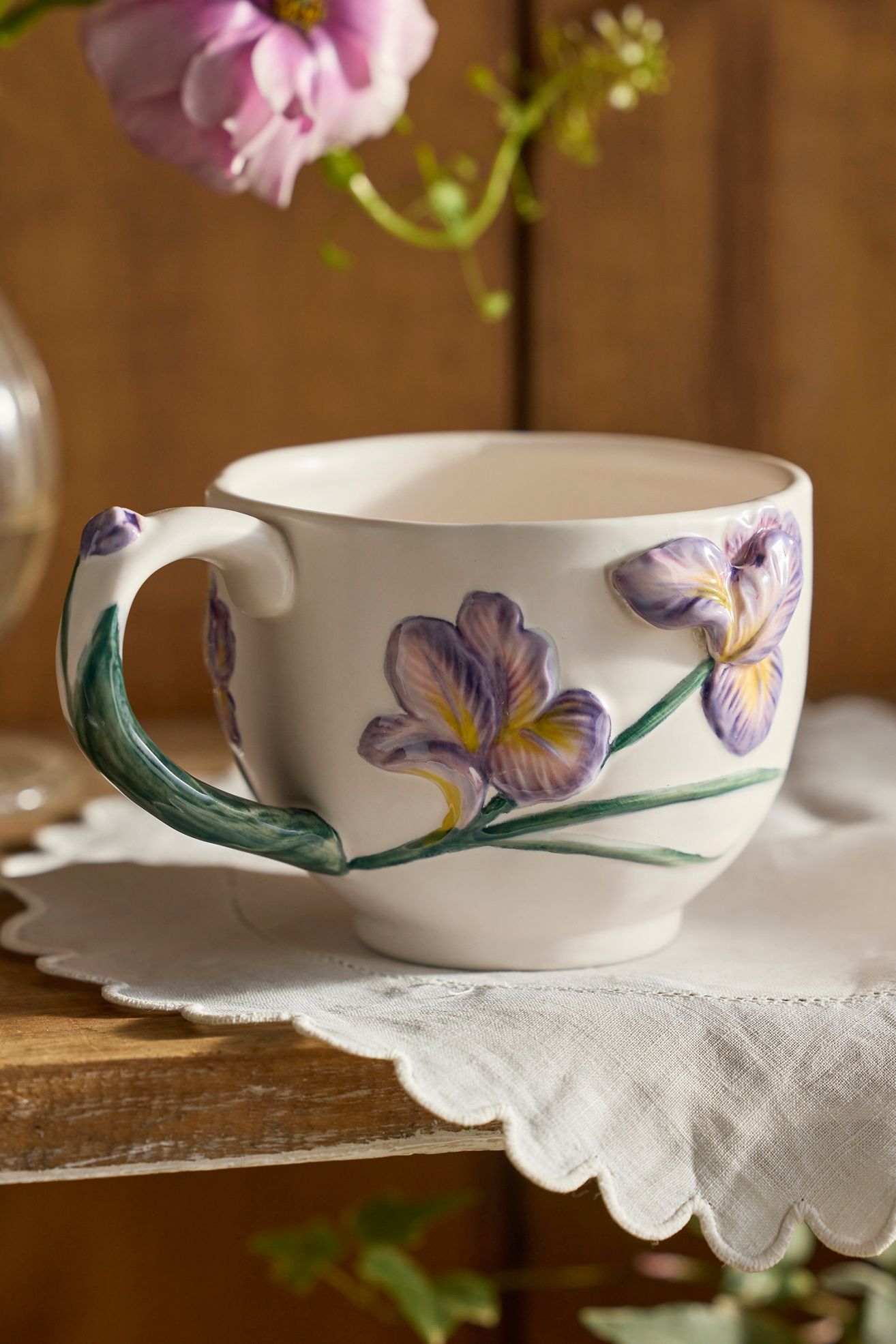 Flower of the Month Stoneware Mug - FEBRUARY IRIS, One Size