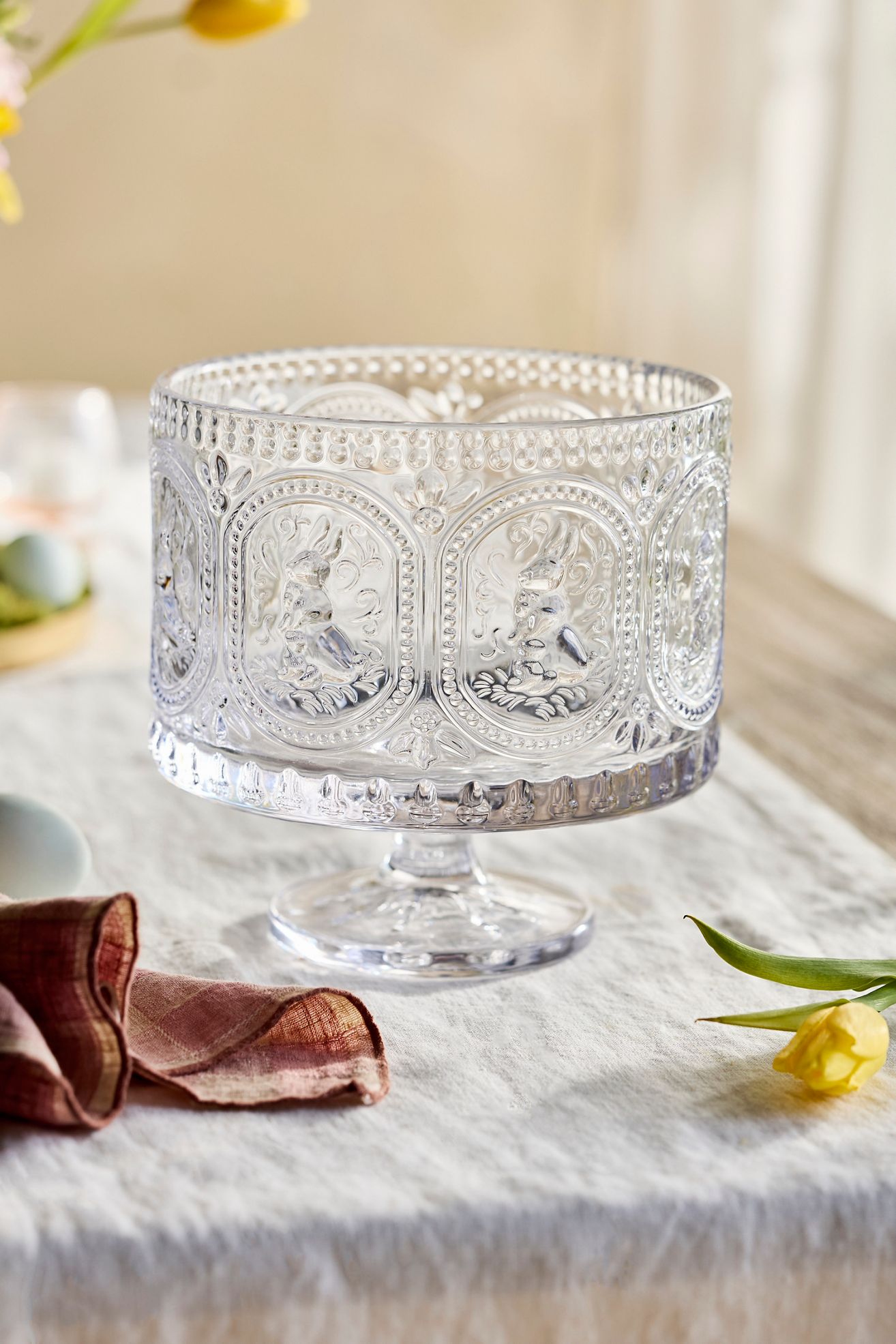 Embossed Bunny Glass Trifle Dish - Clear, Standard, One Size