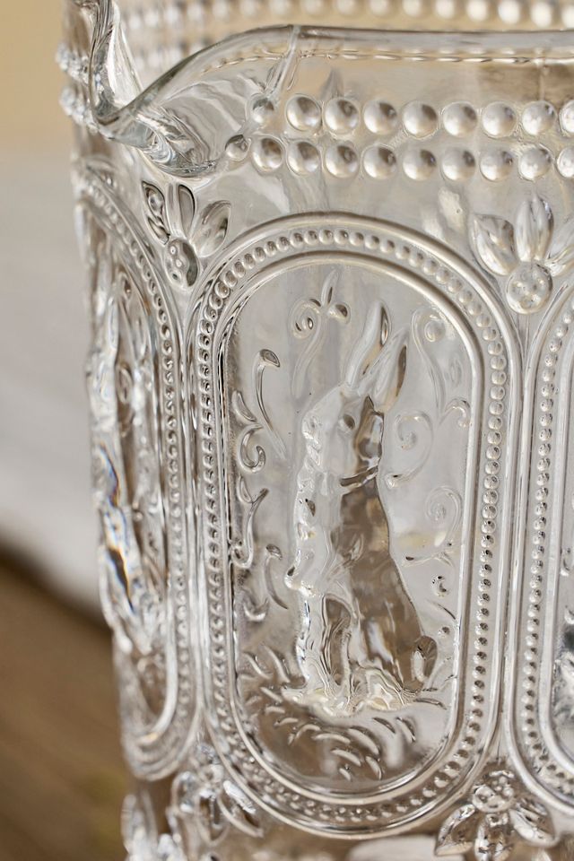 Embossed Bunny Glass Pitcher #1
