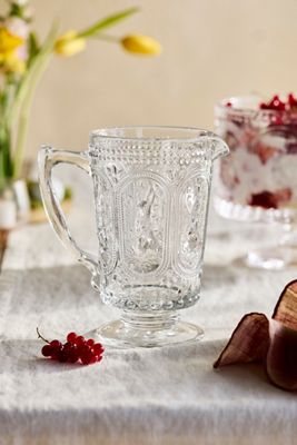 Embossed Bunny Glass Pitcher