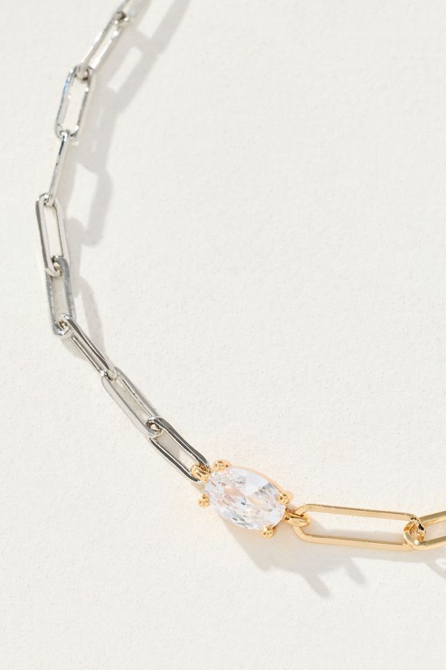 Two-Tone Linked Crystal Bracelet #1