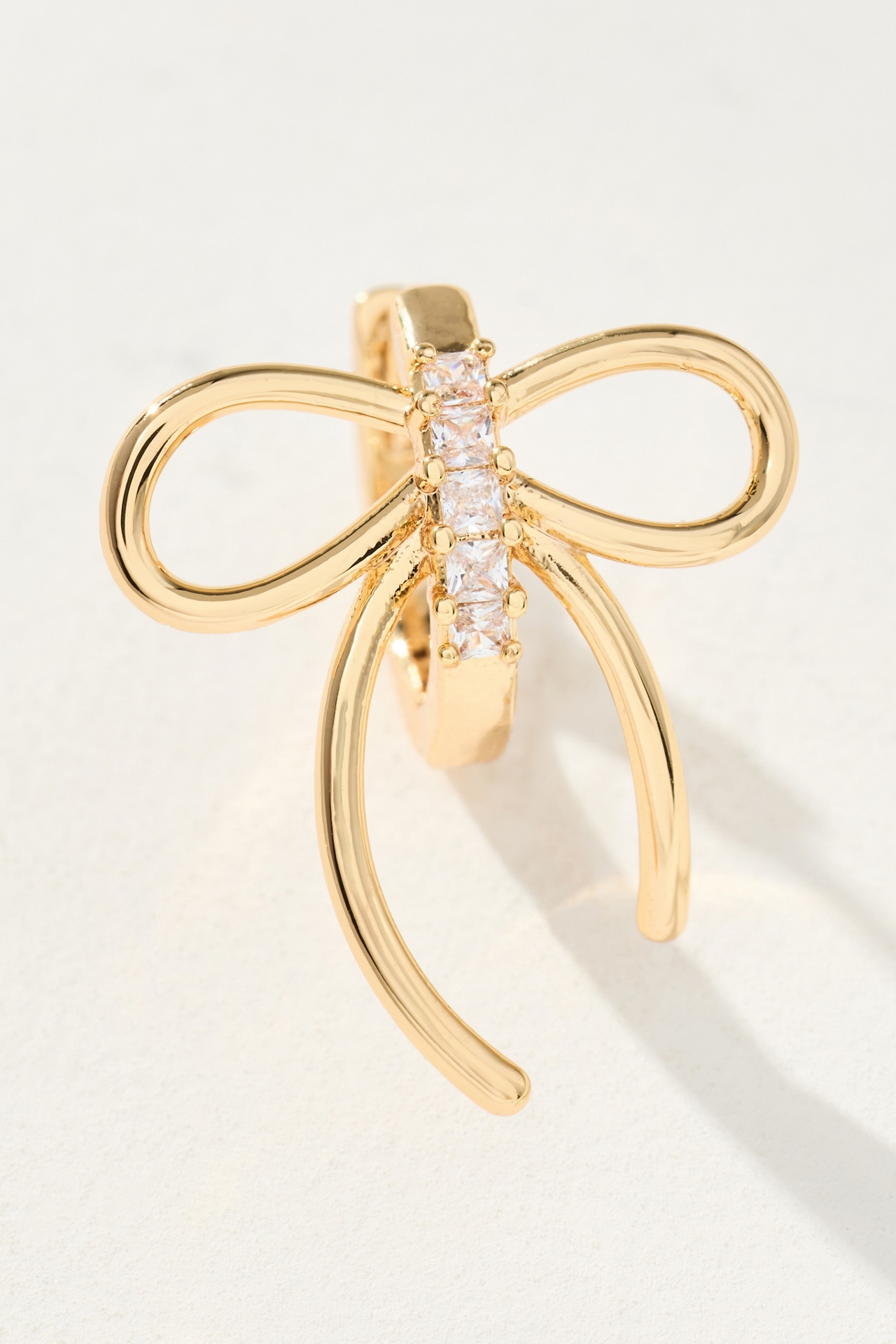 Pavé Bow Huggie Hoop Earrings