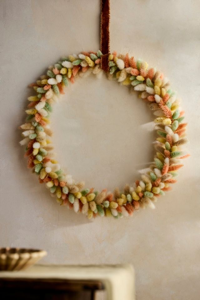 Dried Bunny Tails Wreath, Large #2