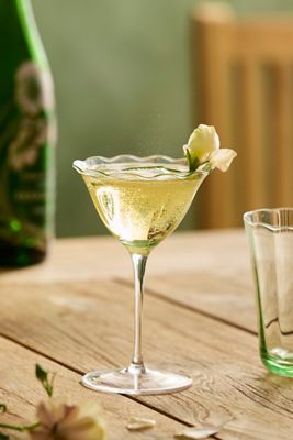 Ruffled Green Glass Coupe