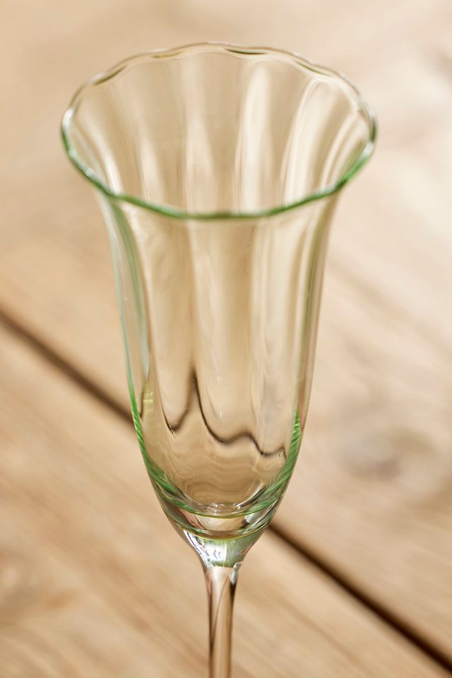 Ruffled Green Glass Flute #1