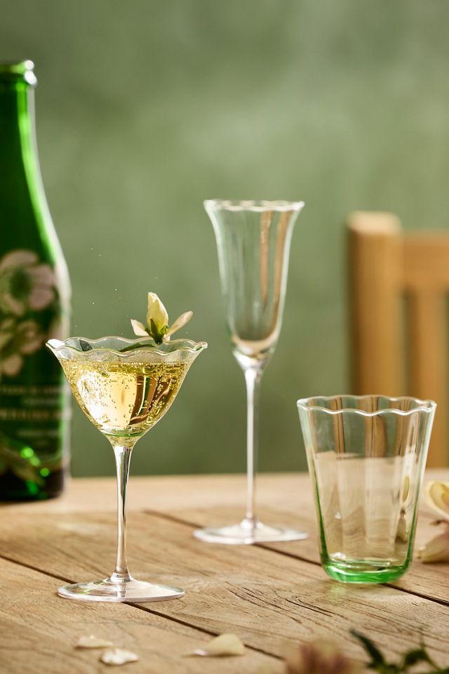 Ruffled Green Glass Flute #2