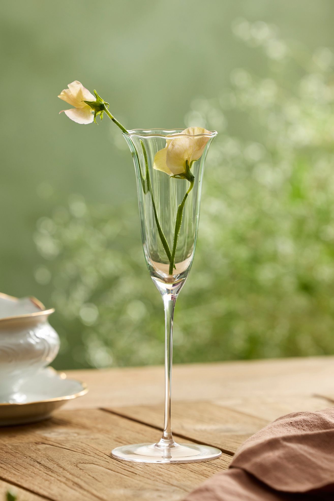 Ruffled Green Glass Flute - Light Green, One Size