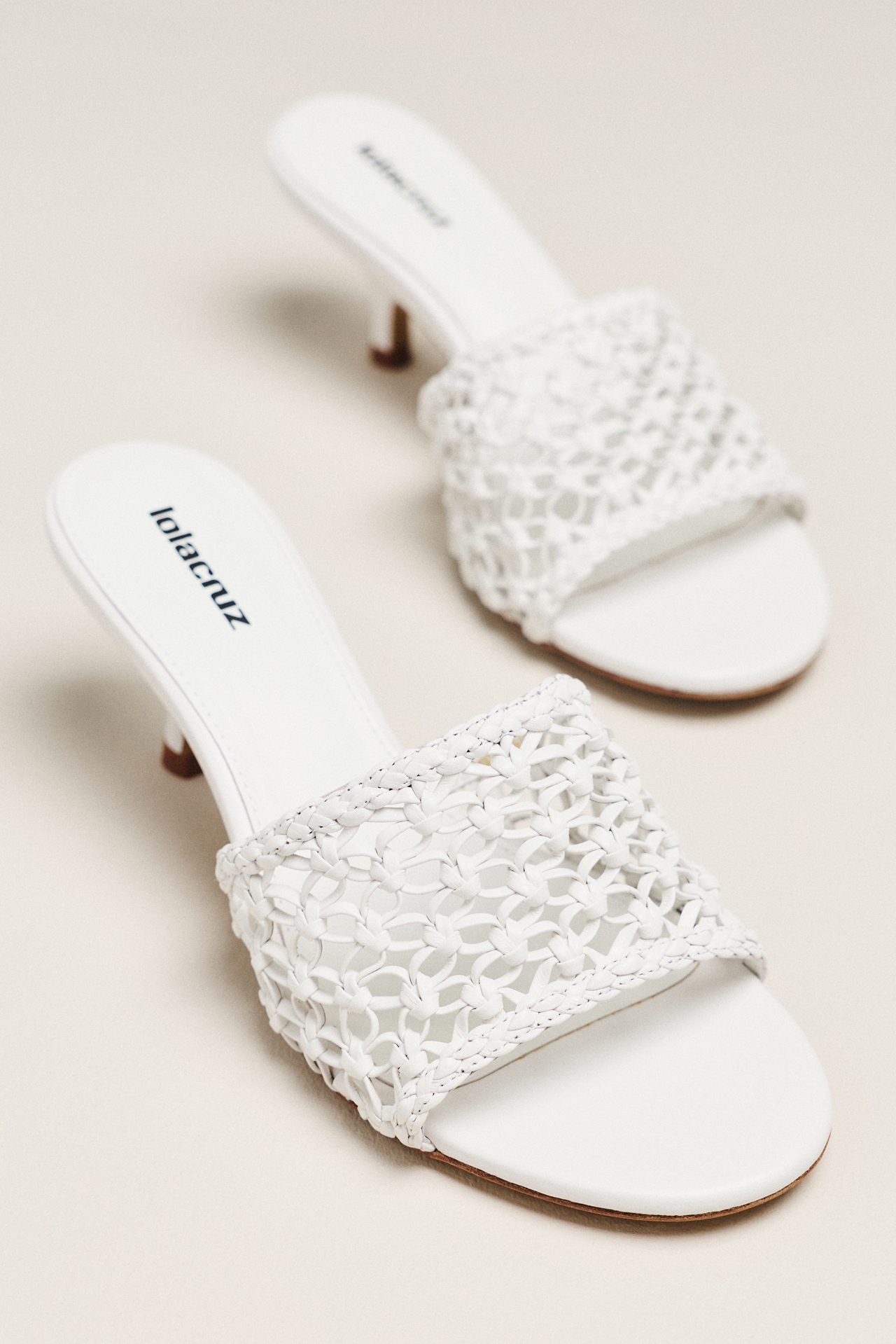 Lola Cruz Woven Heeled Mule Sandals
