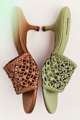 Lola Cruz Woven Heeled Mule Sandals