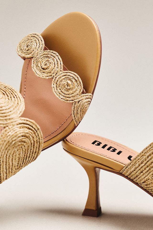 Bibi Lou Raffia Double-Strap Mules | Anthropologie