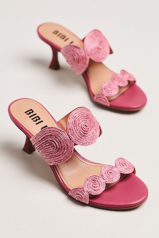 Bibi Lou Raffia Double-Strap Mules | Anthropologie