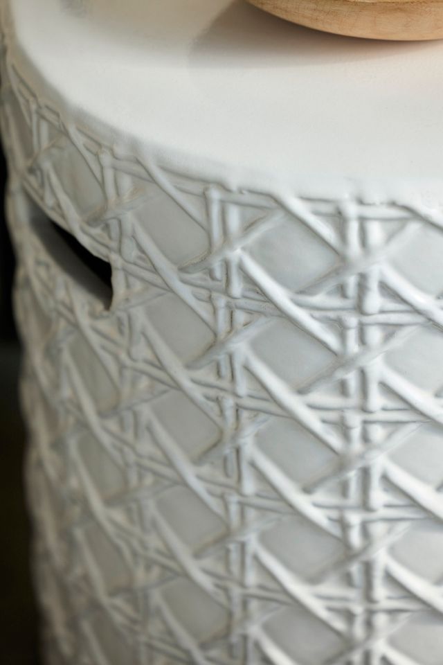 Basketweave Glazed Earthenware Stool #1