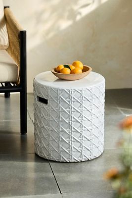 Basketweave Glazed Earthenware Stool