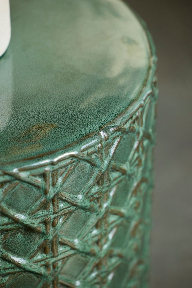 Basketweave Glazed Earthenware Stool #2