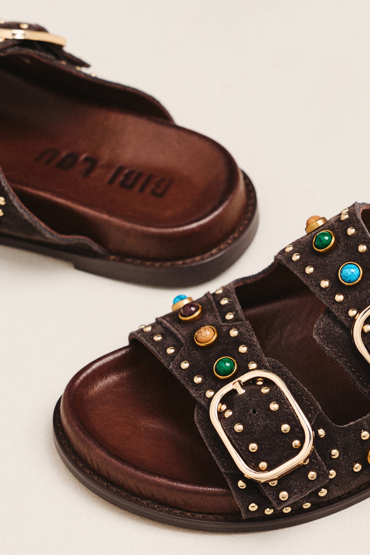 Bibi Lou Studded Double-Strap Slides