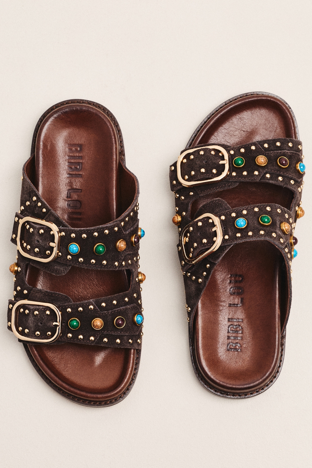 Bibi Lou Studded Double-Strap Slides