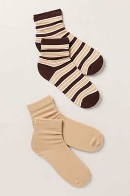 Striped and Solid crew Socks, Set of 2