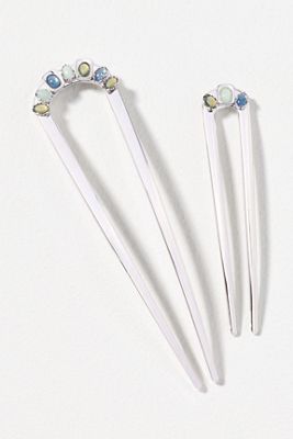 Set of Six Floral Crystal Hair Pins | Anthropologie
