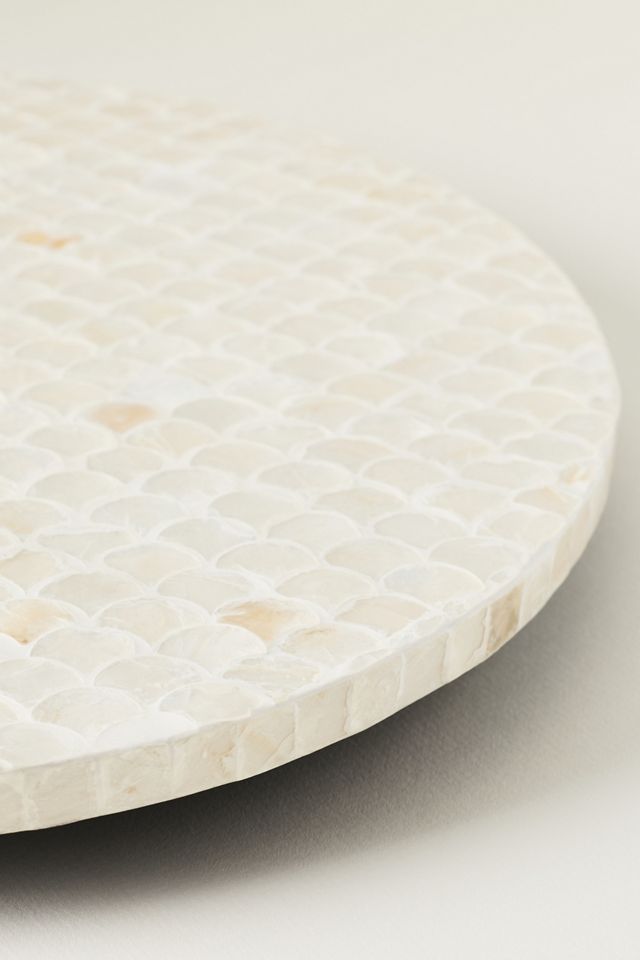 Wood and Capiz Embelished Shell Lazy Susan #1