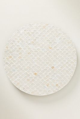 Wood and Capiz Embelished Shell Lazy Susan
