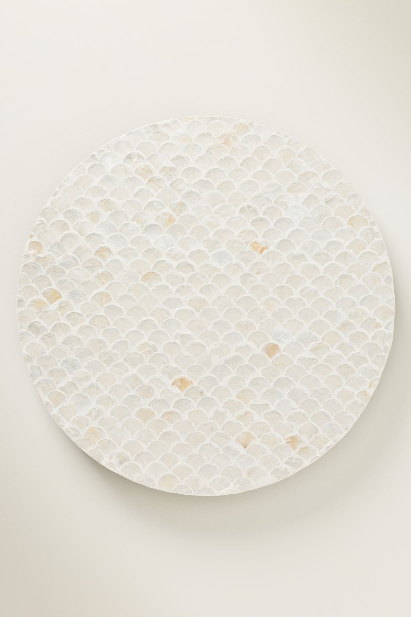Wood and Capiz Embelished Shell Lazy Susan - Pearl, One Size