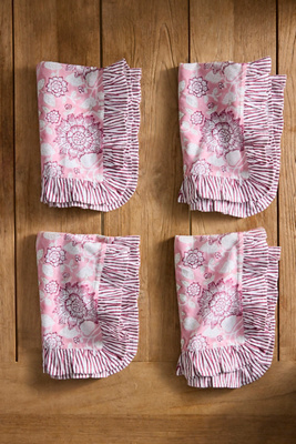 Terrain Ruffle Block Print Napkins