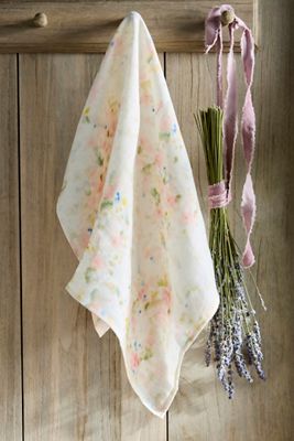 Watercolor Blooms Linen Dish Towel