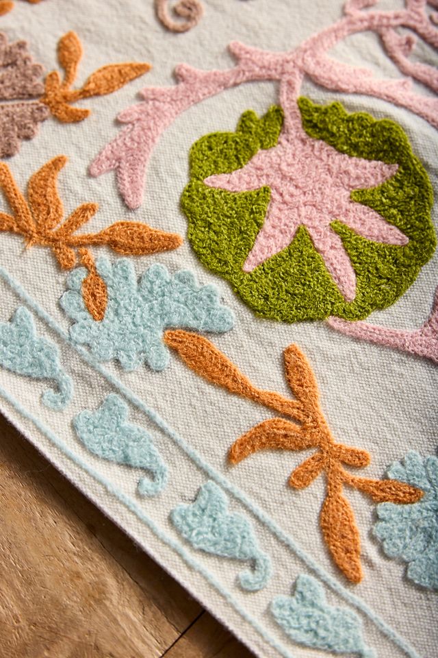 Colorful Crewel Stitch Cotton Runner | Anthropologie