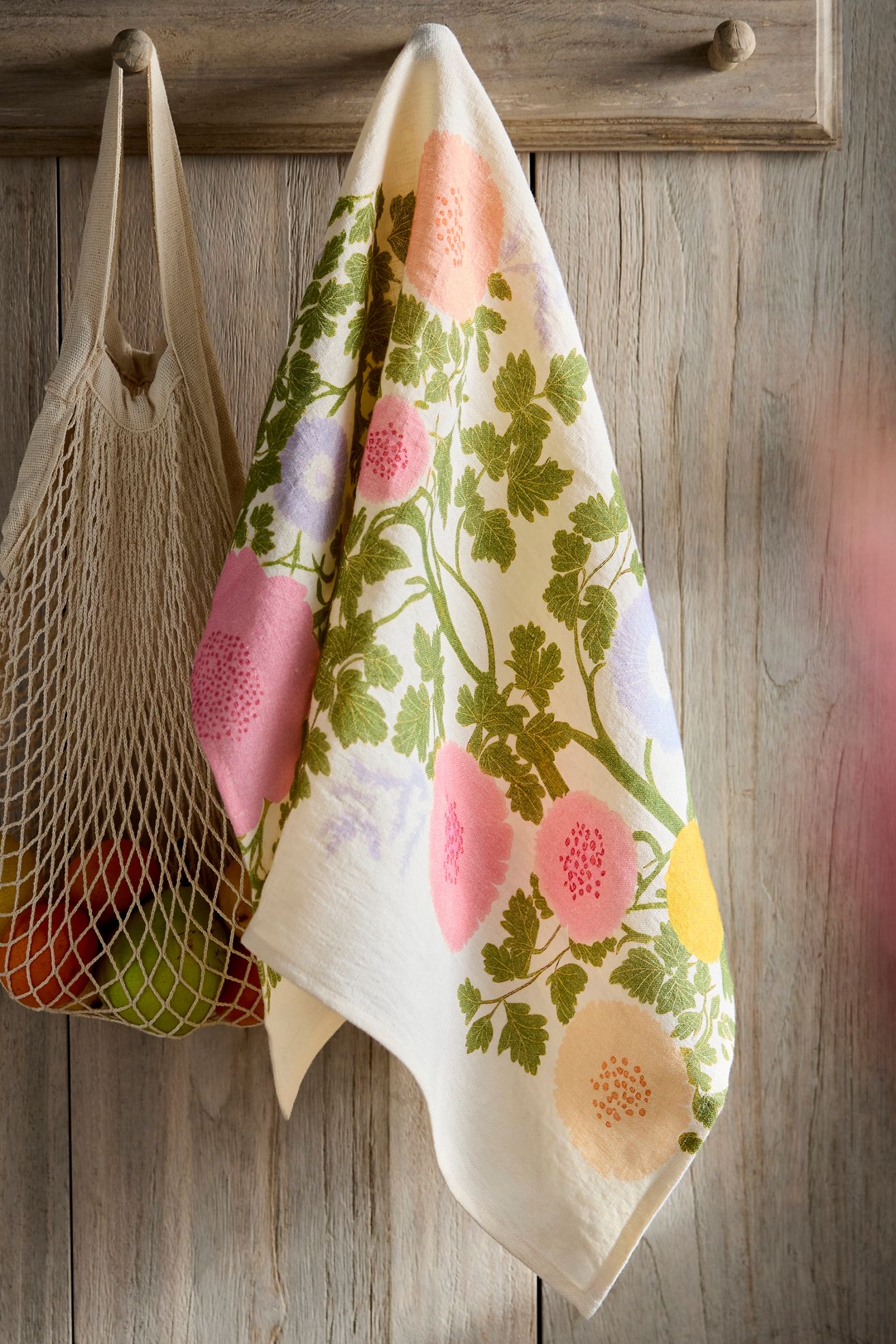 Riso Floral Linen Dish Towel - Pink, Standard, One Size