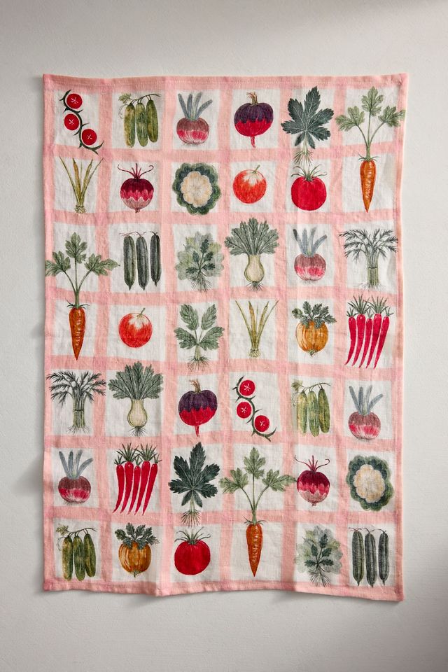Veggie Grid Linen Dish Towel #2