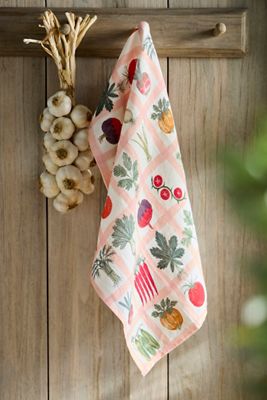 Veggie Grid Linen Dish Towel