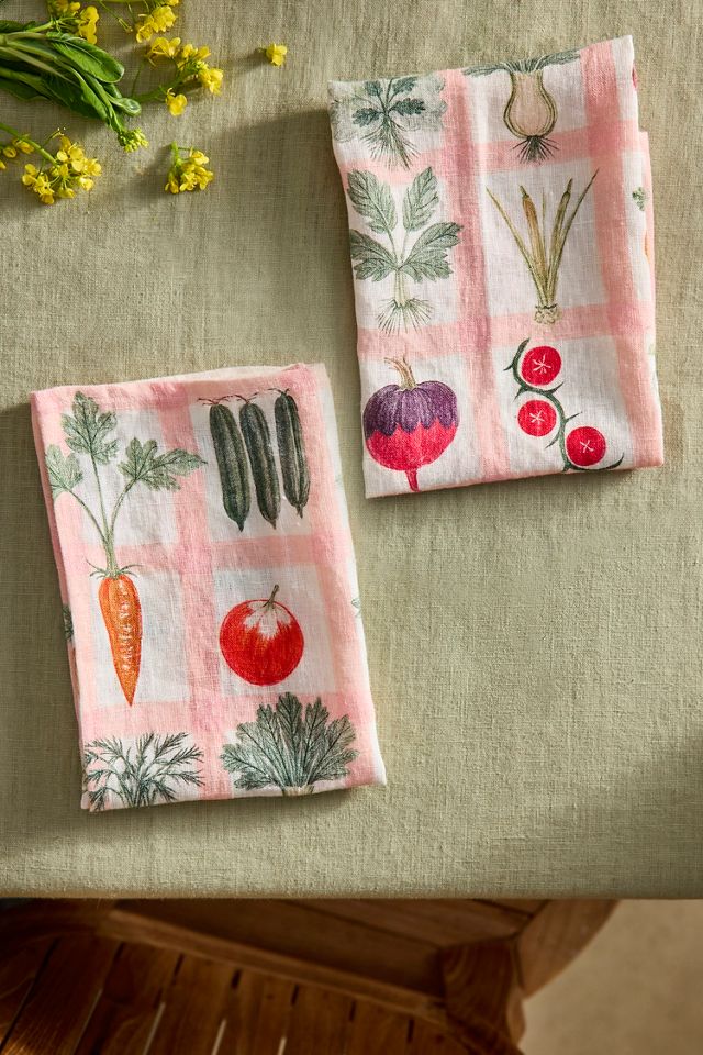Veggie Grid Linen Napkins, Set of 2 #1