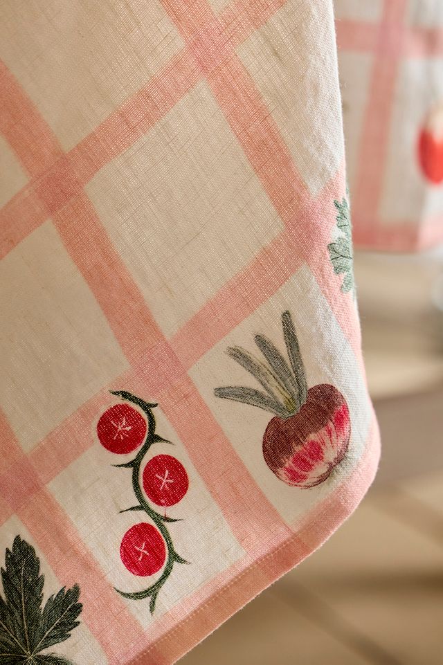 Veggie Grid Linen Tablecloth #2