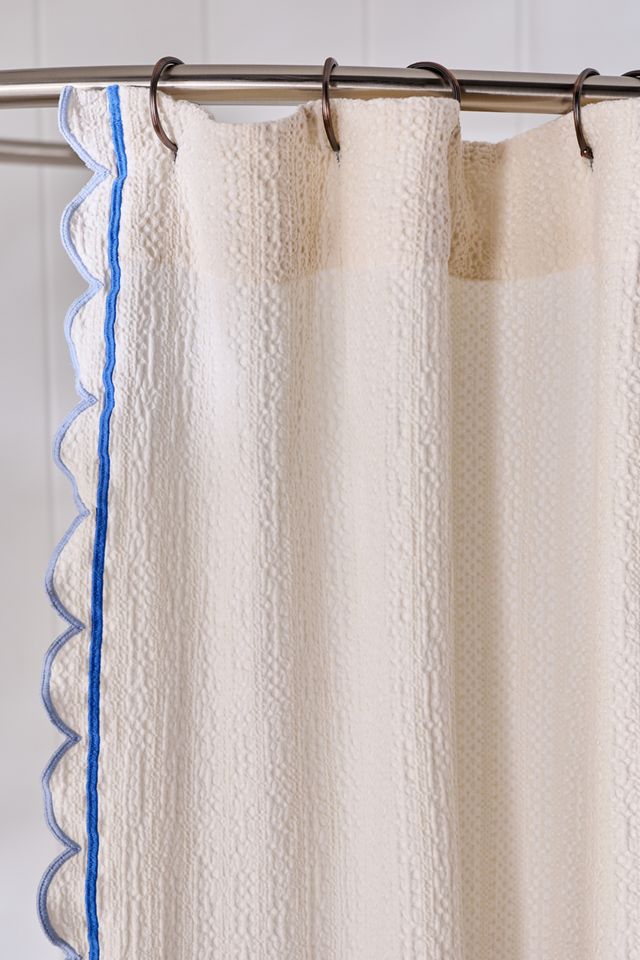 Maeve Cotton Waffle Scallop Edge Shower Curtain #1