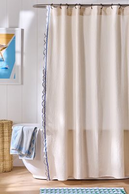 Maeve Cotton Waffle Scallop Edge Shower Curtain