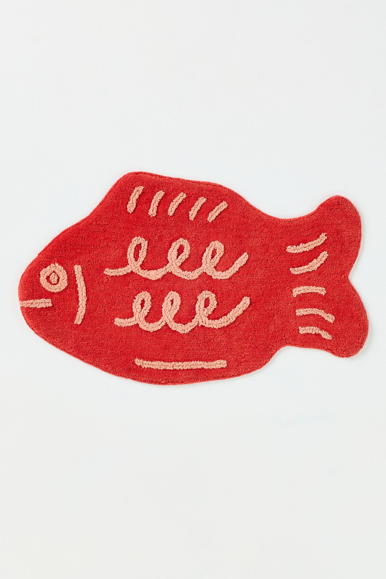 Candy Fish Cotton Tufted Shaped Bathmat - Red, Shaped