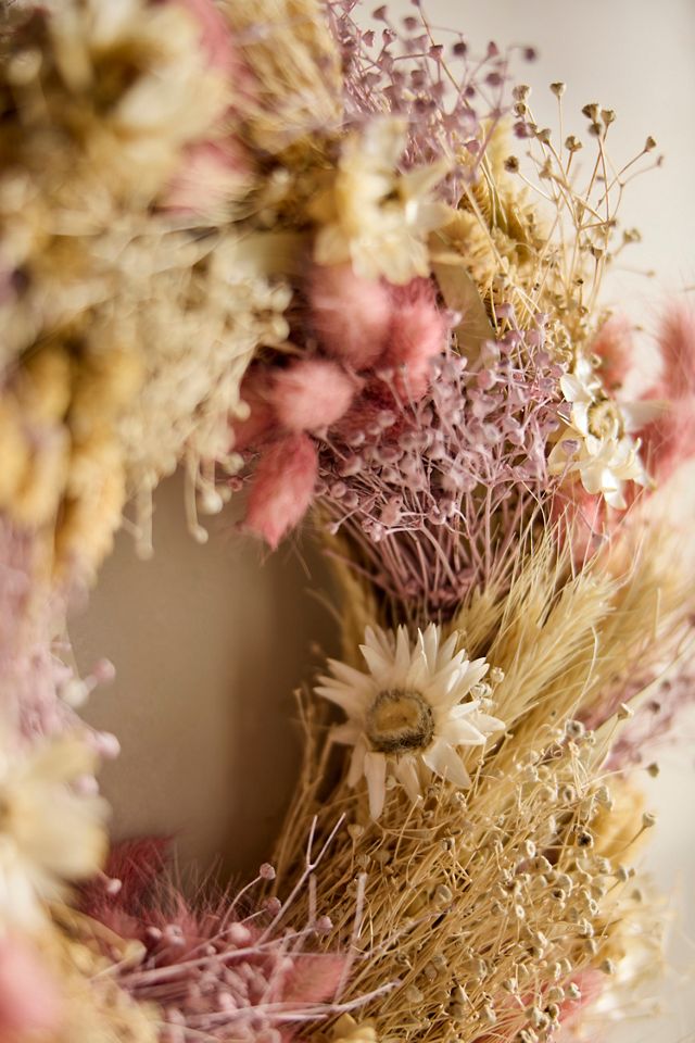 Dutch Field Mix Dried Wreath, Blush #1