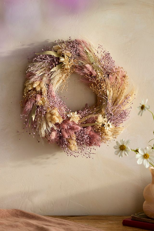 Dutch Field Mix Dried Wreath, Blush #2