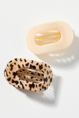 Teleties Medium Flat Round Hair Claw Clips, Set Of 2 In Neutral