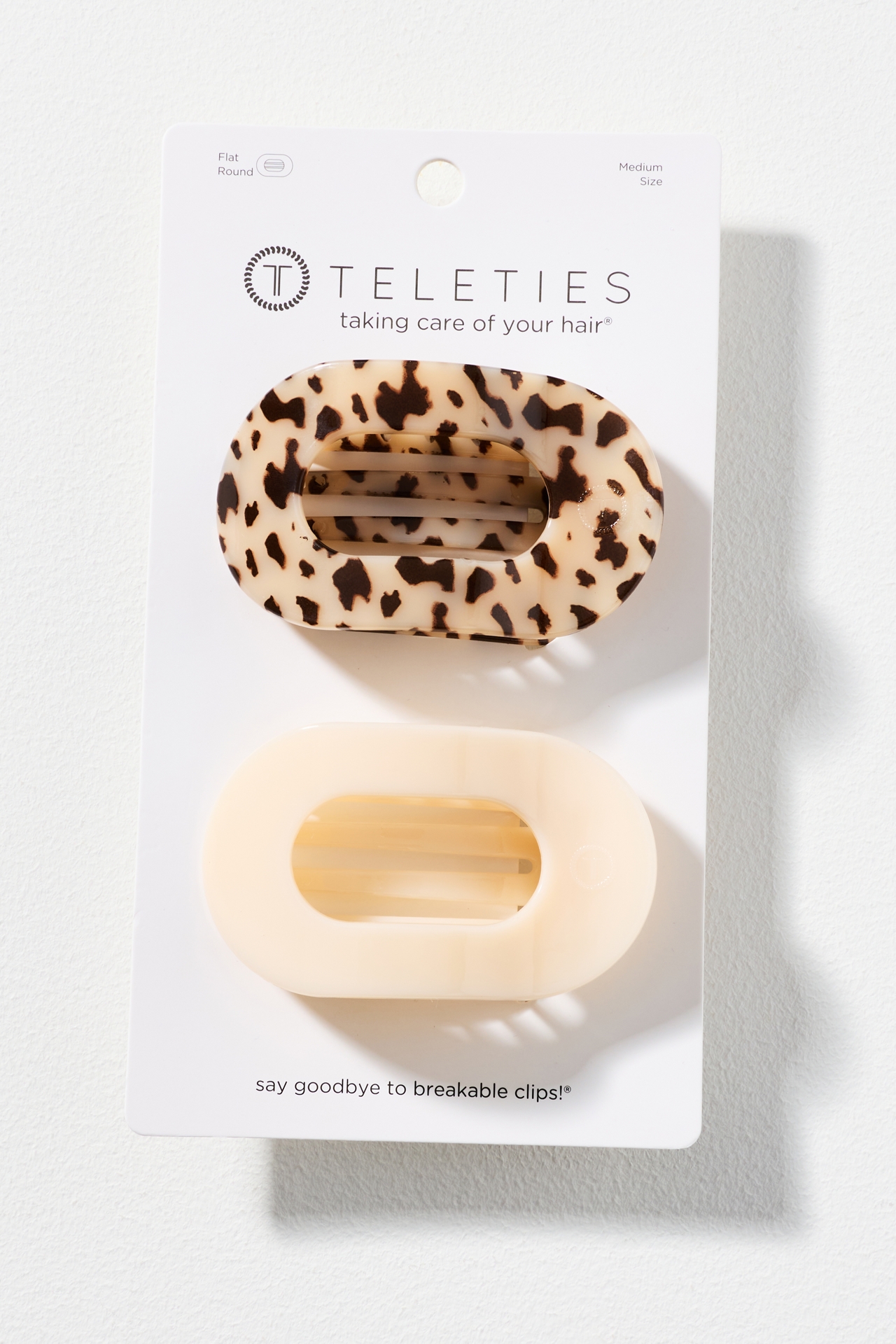 TELETIES Medium Flat Round Hair Claw Clips, Set of 2